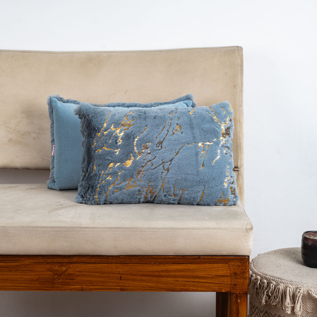 Velvet &amp; Fur Foil Print Cushion – 12X18&