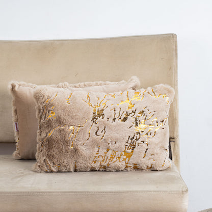 Velvet &amp; Fur Foil Print Cushion – 12X18&