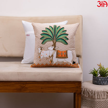 Traditional Pichwai Cow Art Cushion Cover