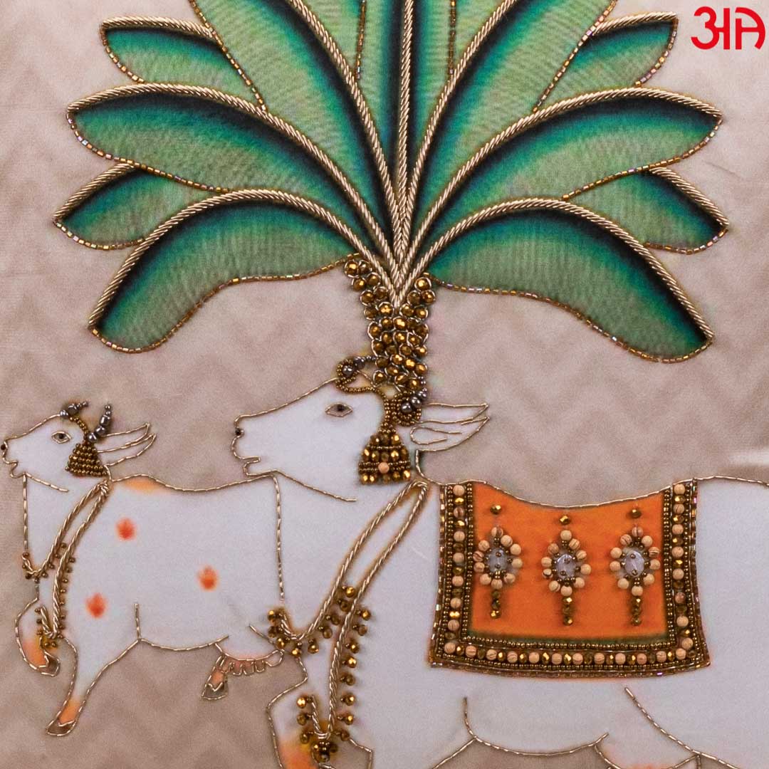 Traditional Pichwai Cow Art Cushion Cover