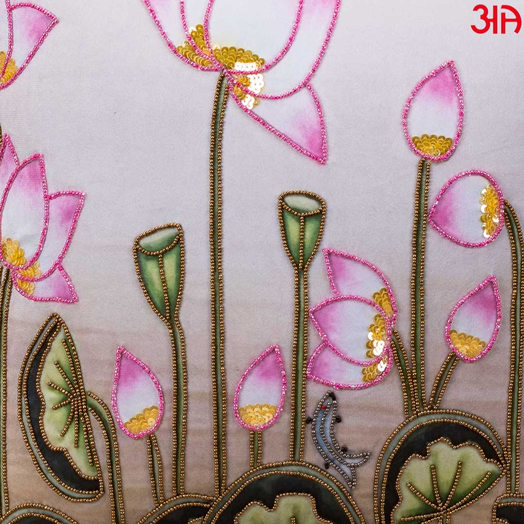 Colorful Divine Lotus Design Cushion Cover