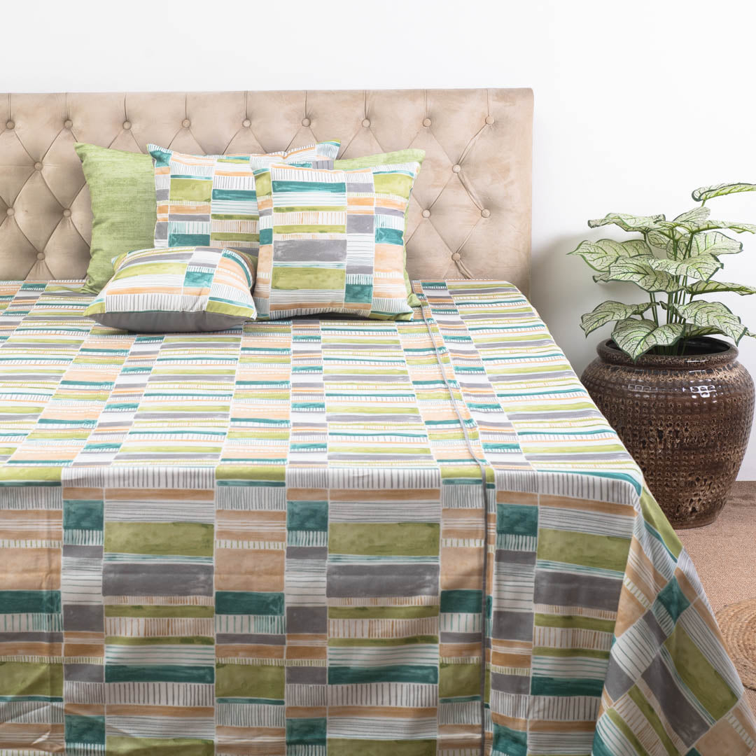 Premium Geometric Cotton Bedspread – 108×108″ | Design 2