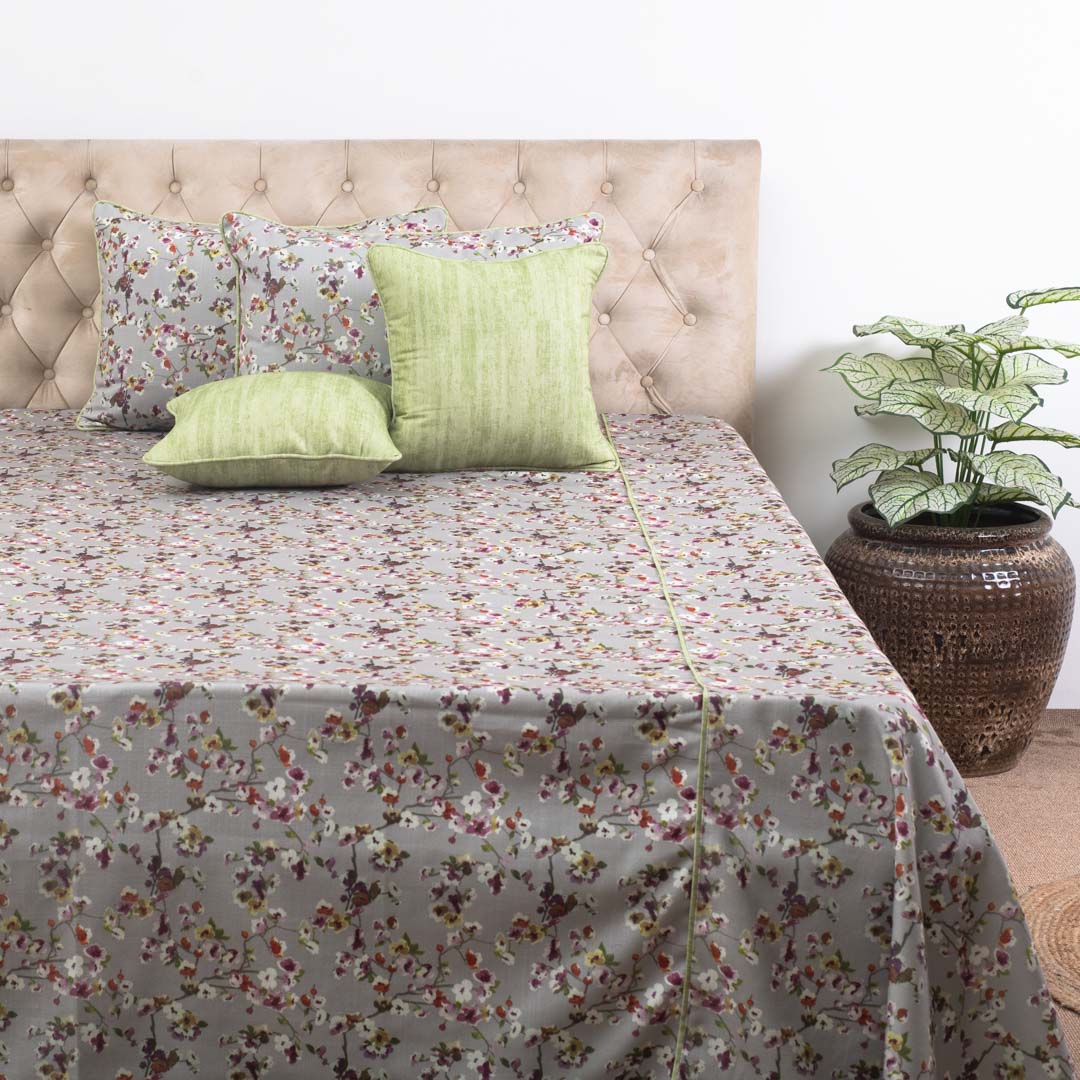 Elegant Floral Garden Cotton Bedspread – 108×108″ | Design 5
