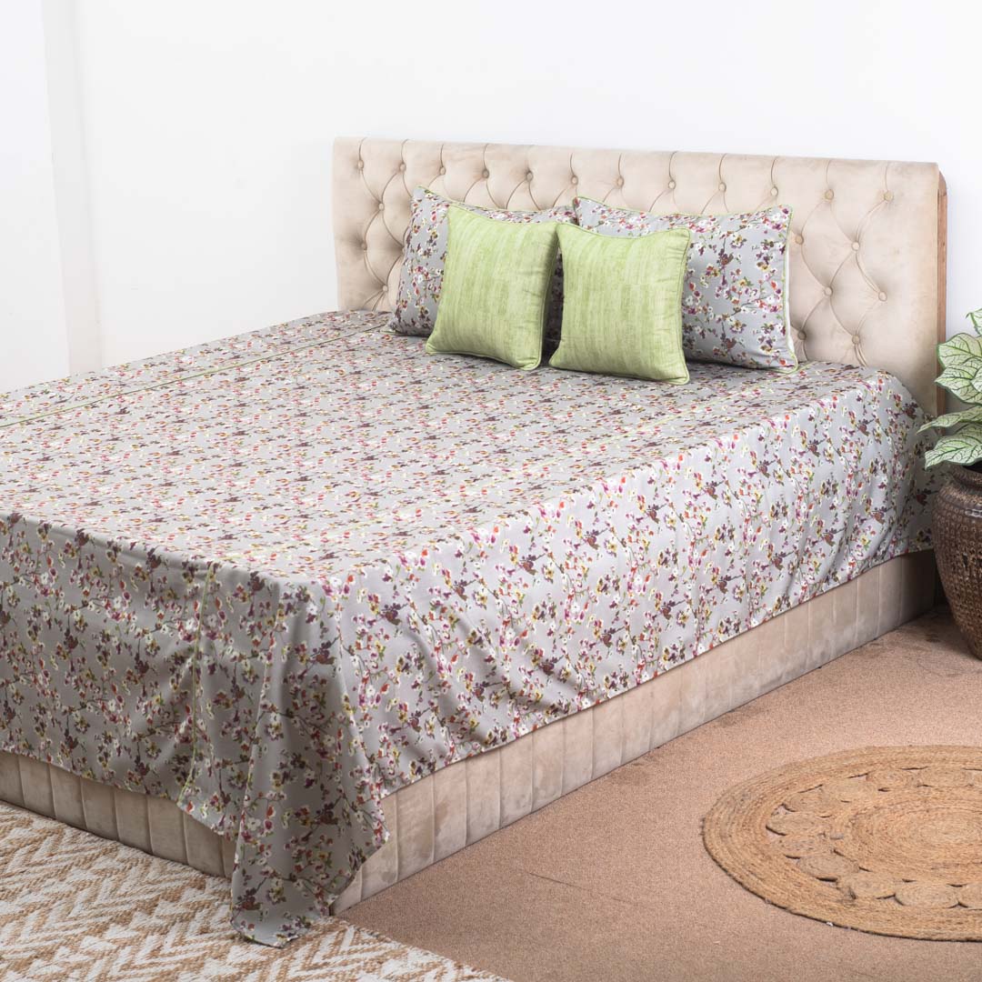 Elegant Floral Garden Cotton Bedspread – 108×108″ | Design 5