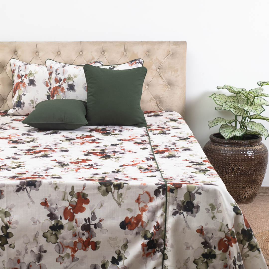 Forest Bloom Luxury Cotton Bedspread – 108×108″ | Design 9