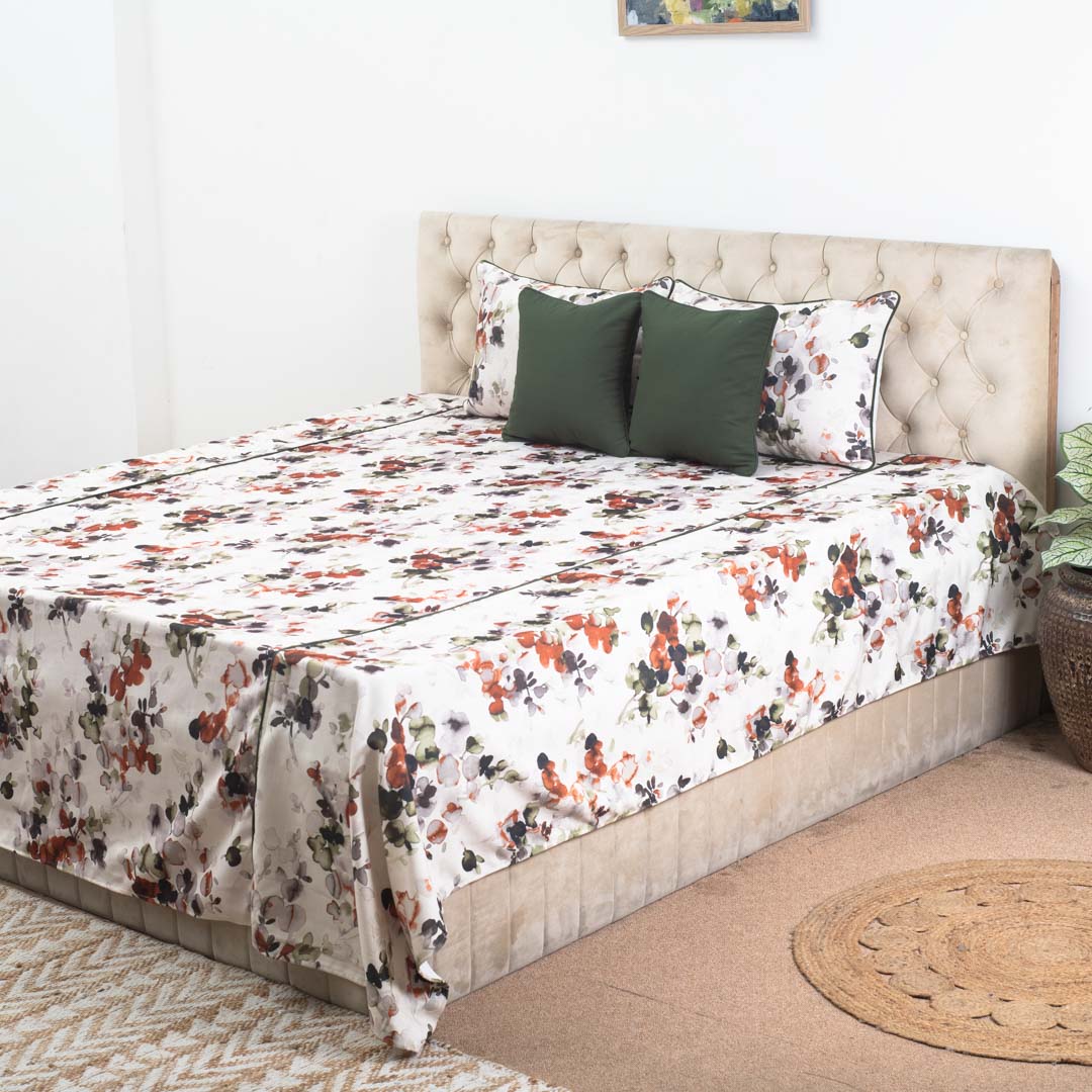 Forest Bloom Luxury Cotton Bedspread – 108×108″ | Design 9