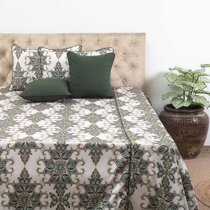 Classic Ornate Motif Cotton Bedcover – 108×108″| Design 11