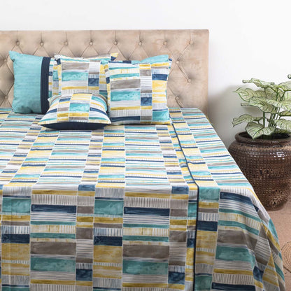Coastal Mosaic Luxury Cotton Bedspread – 108×108″ | Design 12