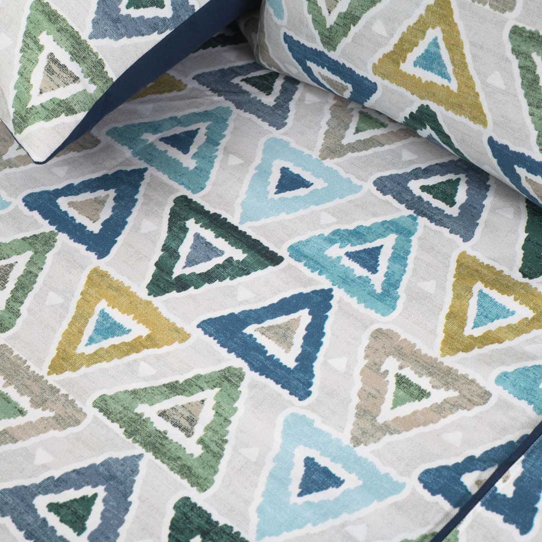 Azure Terra Geometry Luxury Cotton Bedspread – 108×108″ | Design 14