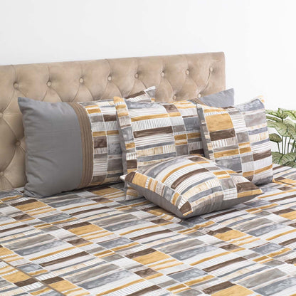 Golden Slate Mosaic Luxury Cotton Bedspread – 108×108″ | Design 15