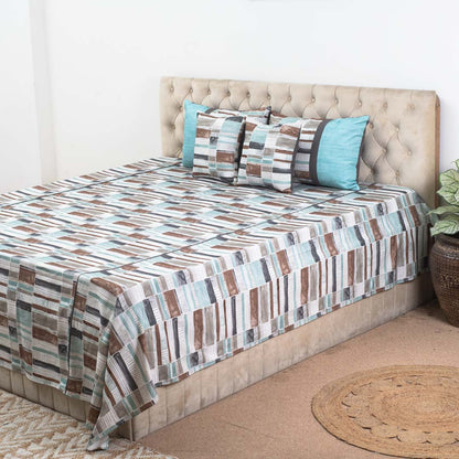 Aqua Terra Mosaic Luxury Cotton Bedspread – 108×108″ | Design 16