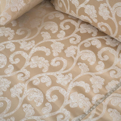 Champagne Ivory Floral Jacquard Bedcover – 100×108″ | Design 36