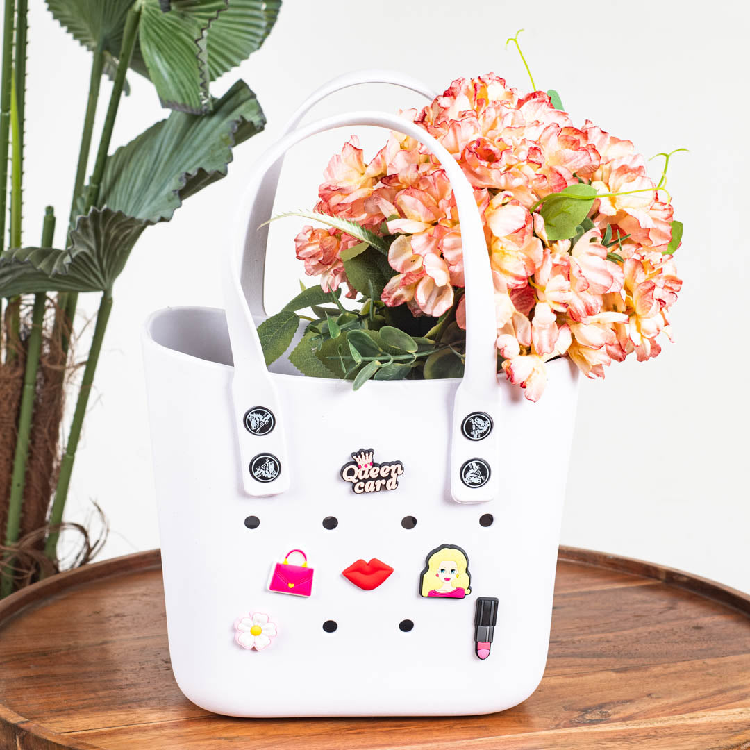 White Croc-Inspired EVA Silicone Mini Tote Bag—20 X 20 CM