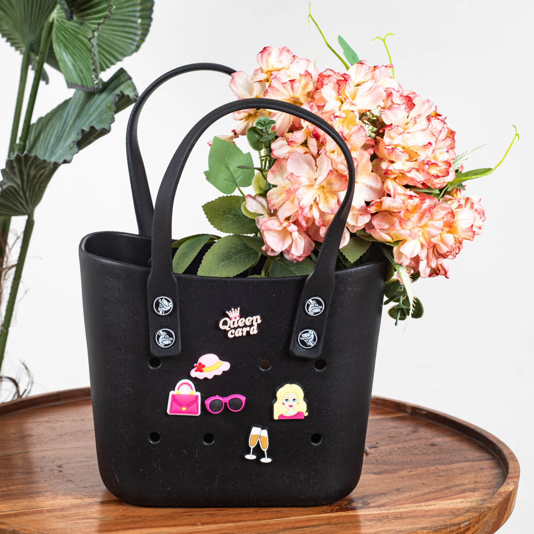 Black Croc-Inspired EVA Silicone Mini Tote —20 X 20 CM