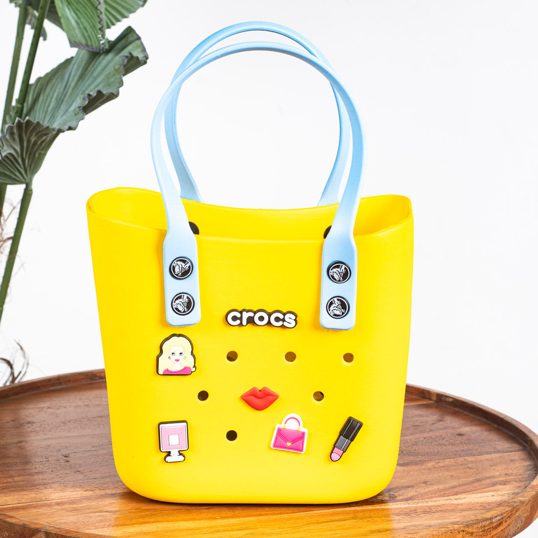Yellow Croc-Inspired EVA Silicone Mini Tote Bag —20 X 20 CM