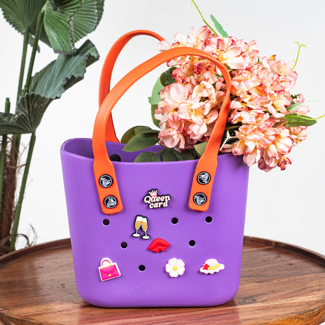 Violet Croc-Inspired EVA Silicone Mini Tote —20 X 20 CM