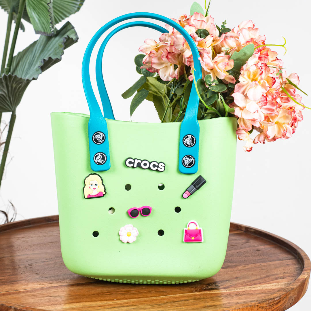 Light Green Croc-Inspired EVA Silicone Mini Tote Bag —20 X 20 CM