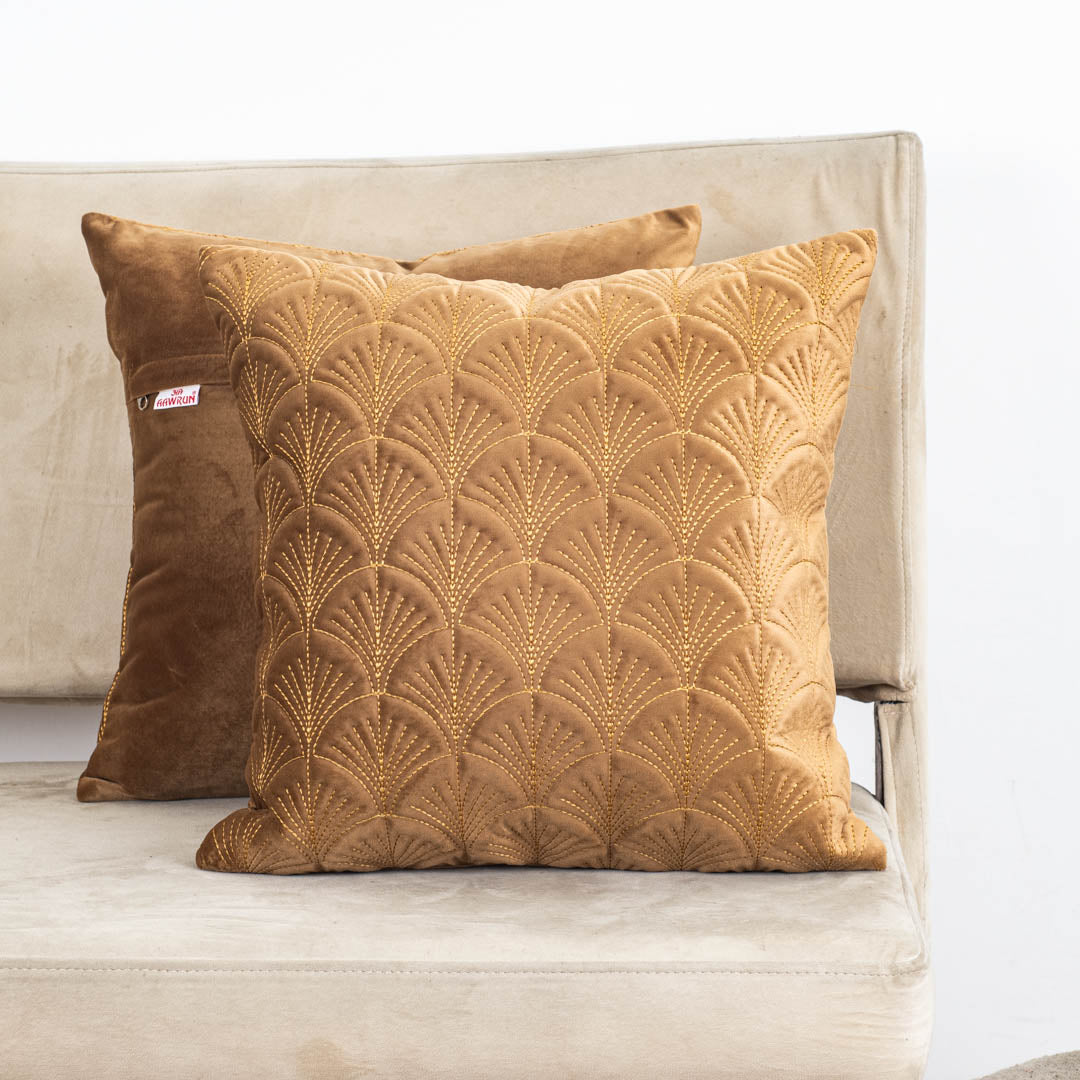 Premium self Embossed Leaf Design Cushion Cover