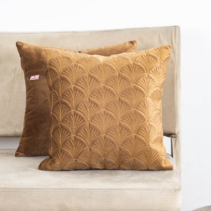 Premium self Embossed Leaf Design Cushion Cover
