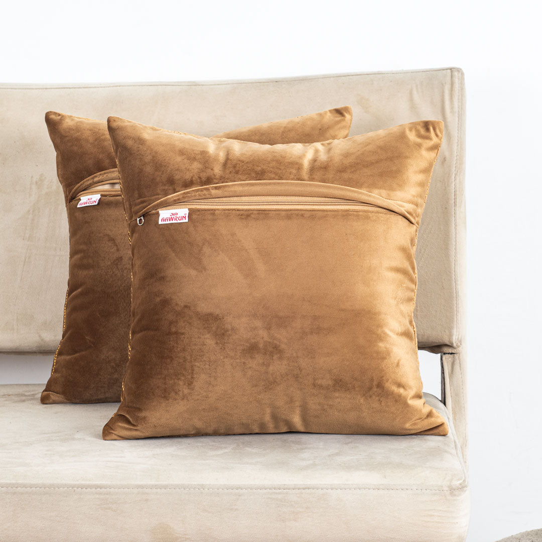 Premium self Embossed Leaf Design Cushion Cover