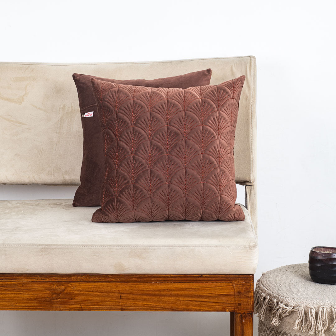 Premium self Embossed Leaf Design Cushion Cover