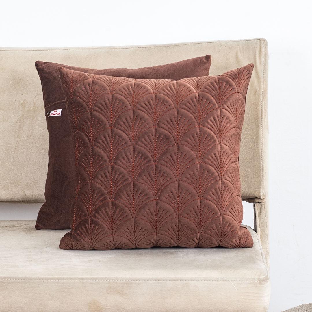 Premium self Embossed Leaf Design Cushion Cover