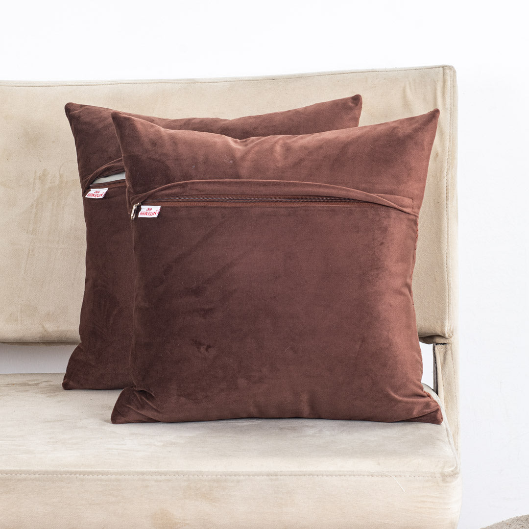 Premium self Embossed Leaf Design Cushion Cover