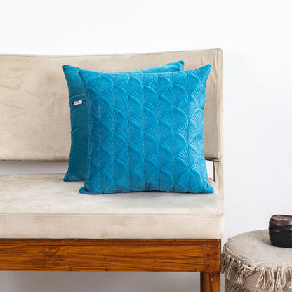 Premium self Embossed Leaf Design Cushion Cover
