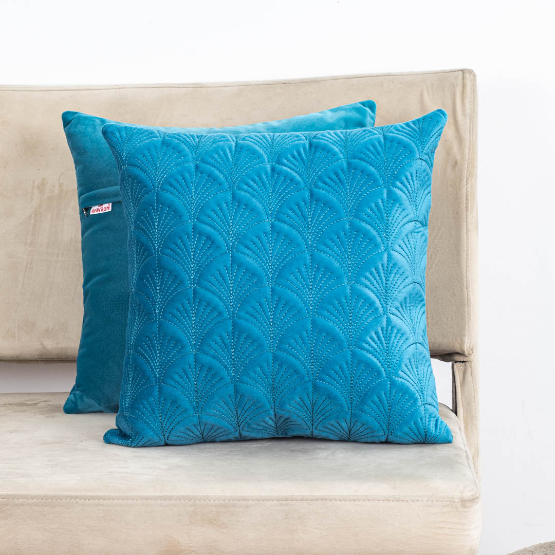 Premium self Embossed Leaf Design Cushion Cover