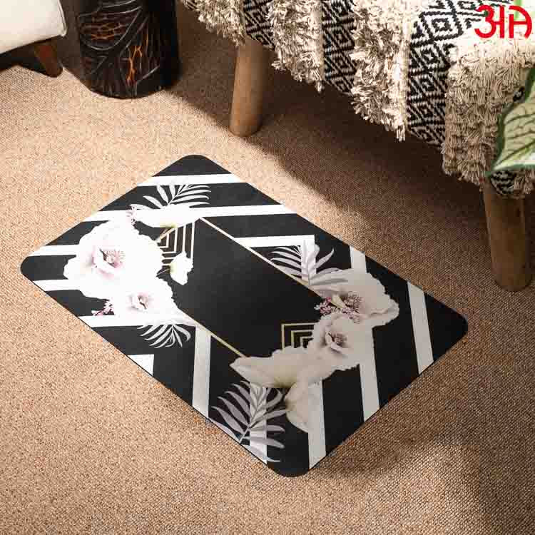 Flower Design Rubber Anti Skid Water Absorbent Mat (38x58) CM