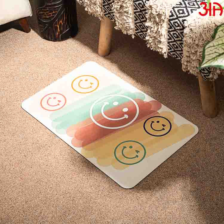 Smily Design Rubber Anti Skid Water Absorbent Mat (38x58) CM