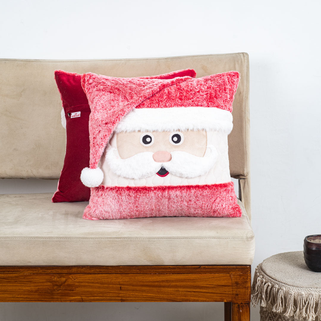 Fluffy Santa Cushion – 16×16 Fur Velvet Febric