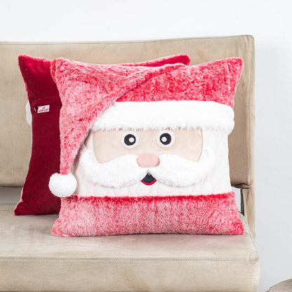 Fluffy Santa Cushion – 16×16 Fur Velvet Febric