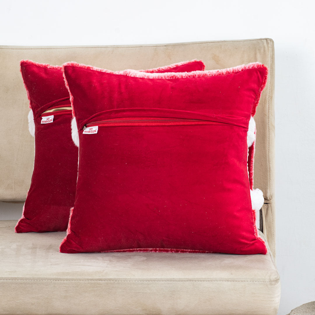 Fluffy Santa Cushion – 16×16 Fur Velvet Febric