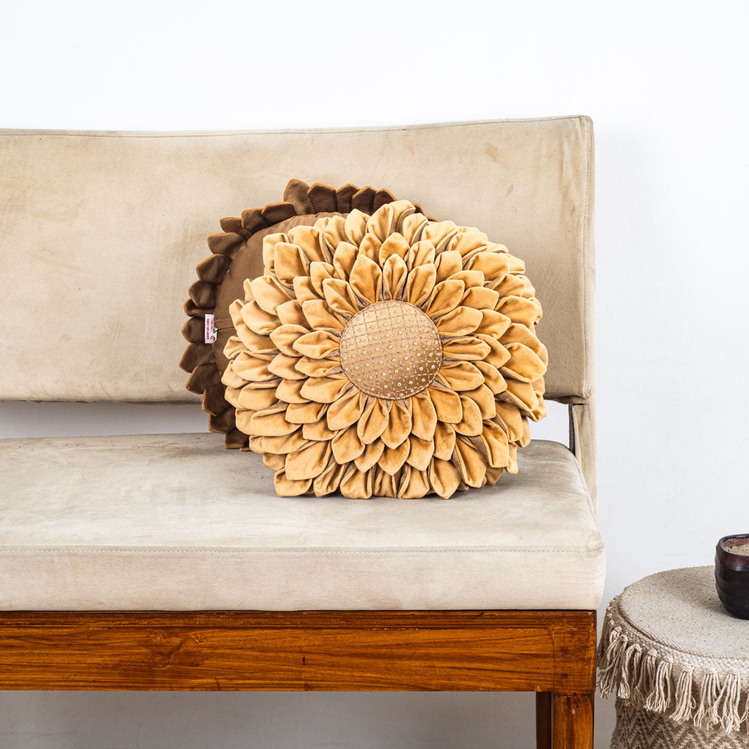 Luxe Velvet Sunflower Cushion Cover