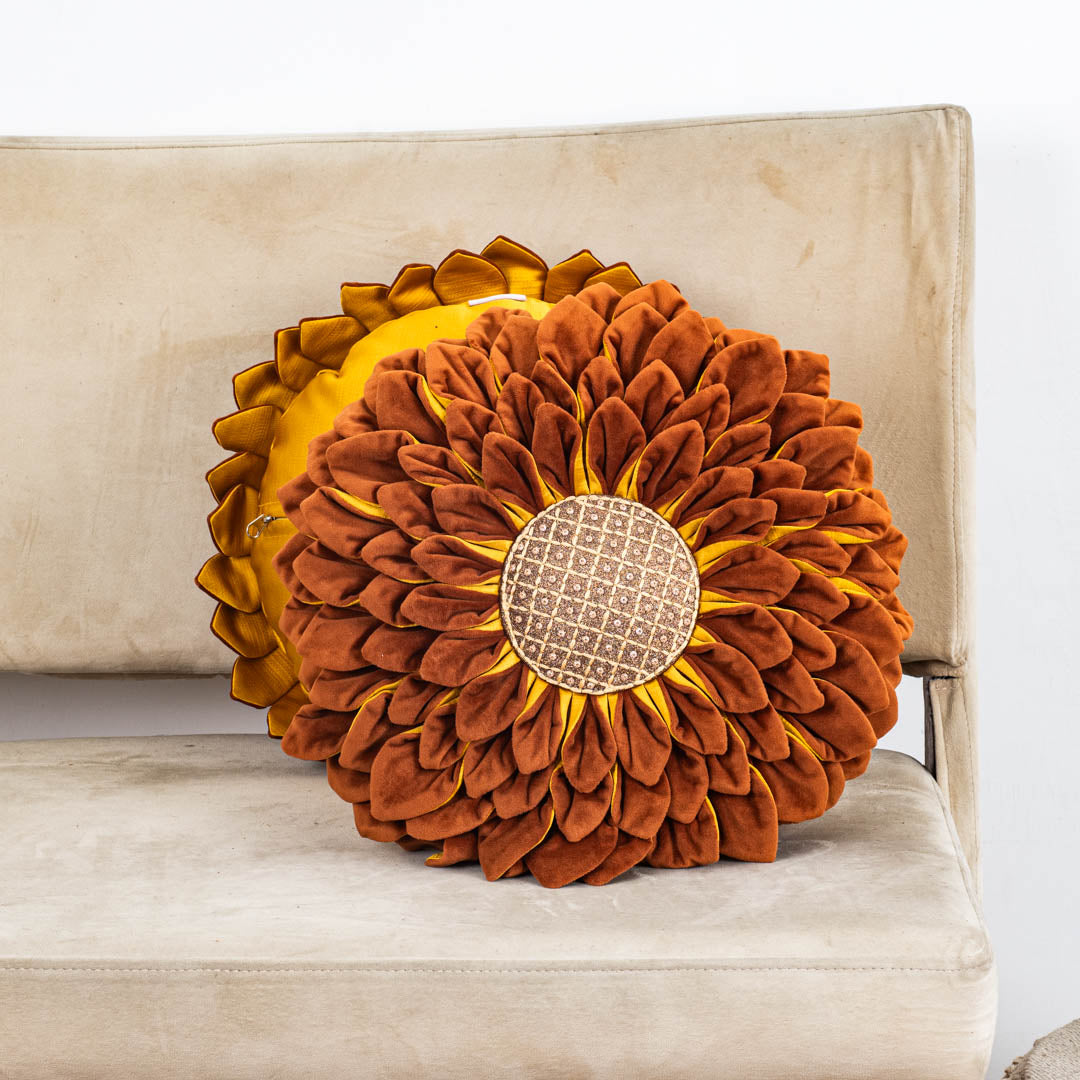 Luxe Velvet Sunflower Cushion Cover