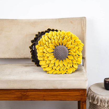 Luxe Velvet Sunflower Cushion Cover