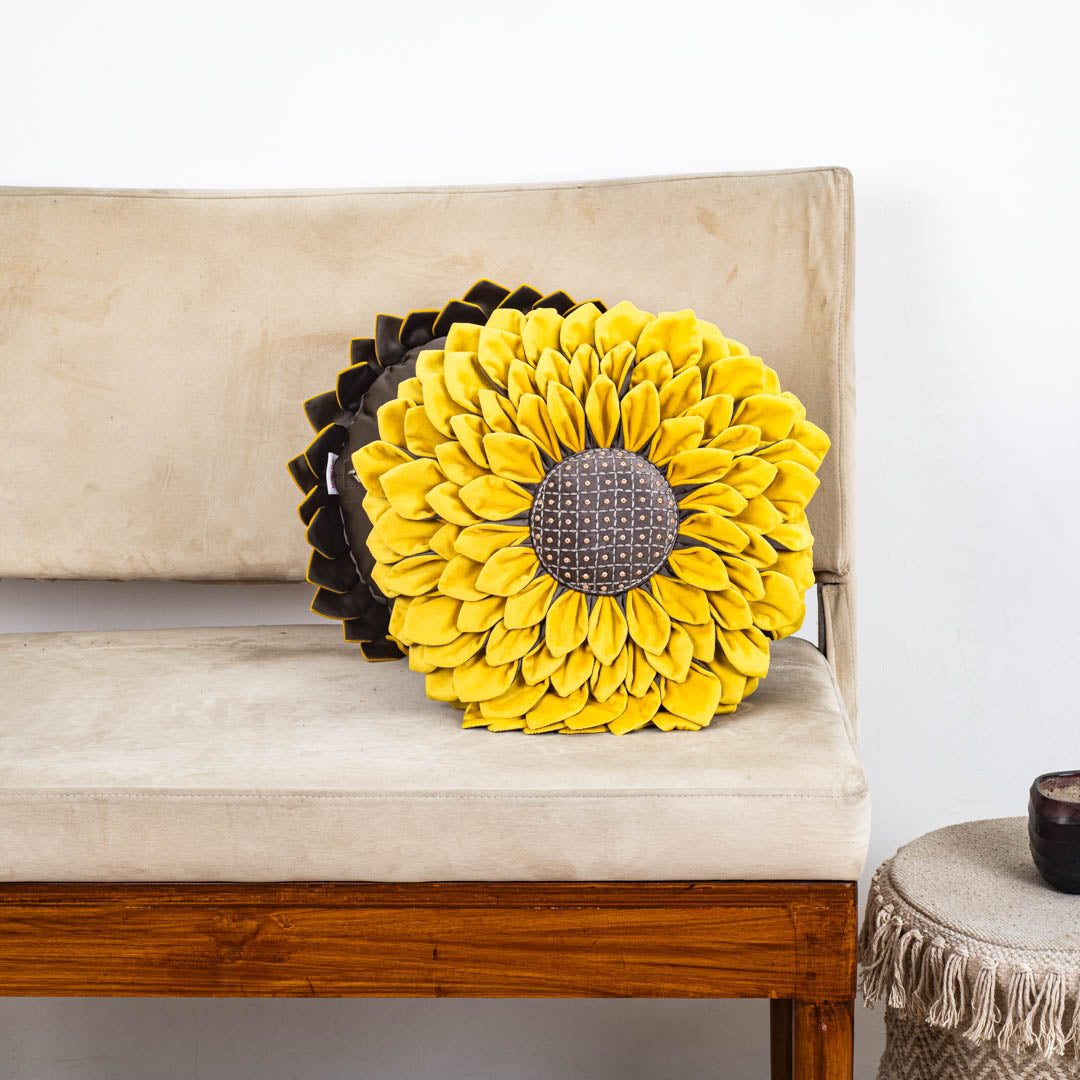 Luxe Velvet Sunflower Cushion Cover