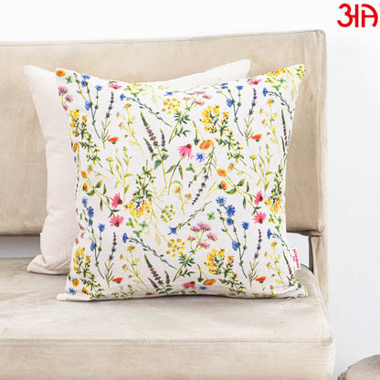 Wildflower Meadow Botanical Cotton Cushion Cover – 16×16″ | Design 2