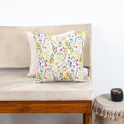 Wildflower Meadow Botanical Cotton Cushion Cover – 16×16″ | Design 2