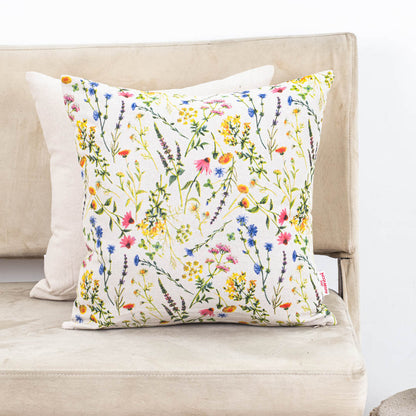Wildflower Meadow Botanical Cotton Cushion Cover – 16×16″ | Design 2