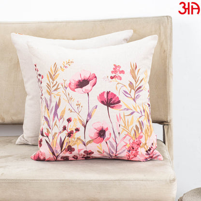 Blush Meadow Floral Cotton Cushion Cover – 16×16″ | Design 3