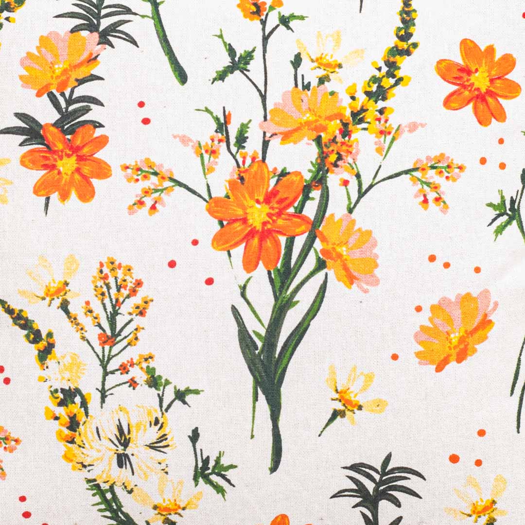 Golden Meadow Floral Cotton Cushion Cover – 16×16″ | Design 4