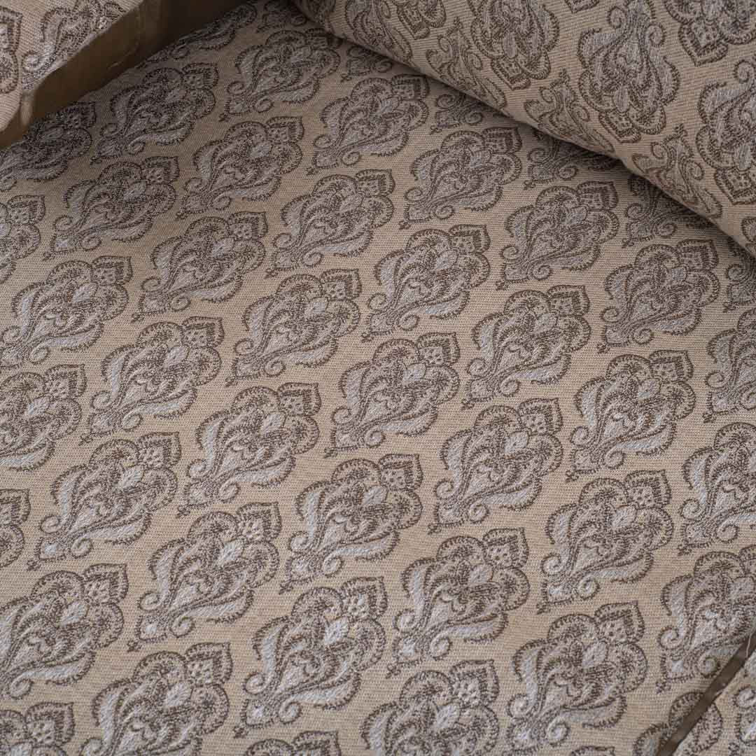Elegant Taupe Beige Jacquard Luxury Bedcover – 100×108″| Design 2