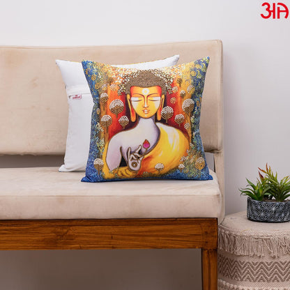 Serene Lord Buddha Printed Cushion Cover