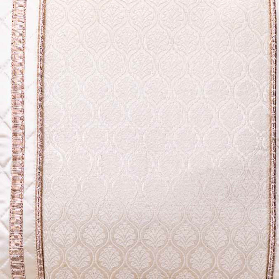 Luxury Cream Satin 16x16 Cushion Cover with Central Jacquard Panel