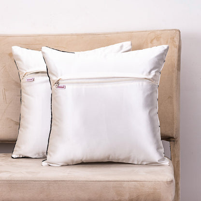 Modern Geometric 16x16 Satin Cushion Cover in Black and White