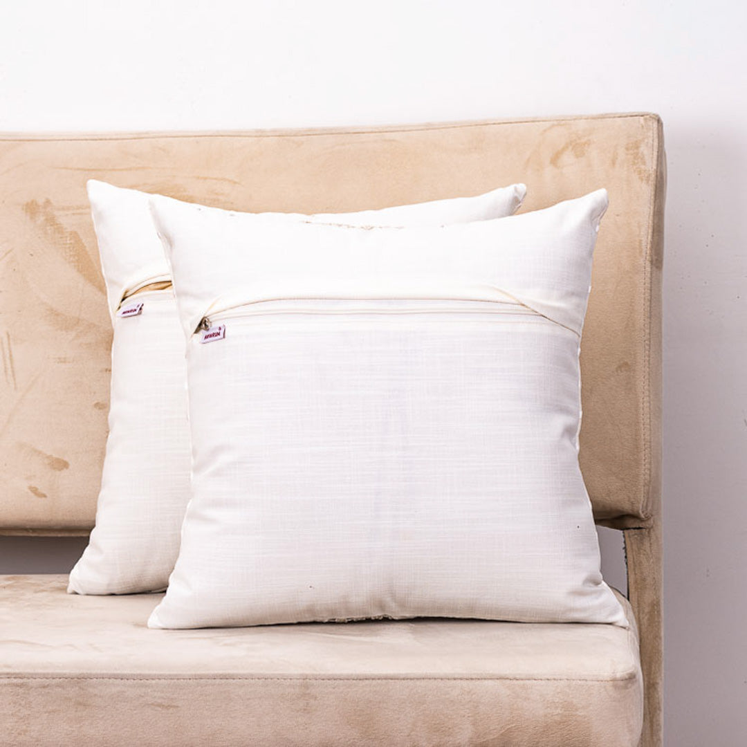 Premium 16x16&quot; Cream Cotton Embroidered Cushion Cover