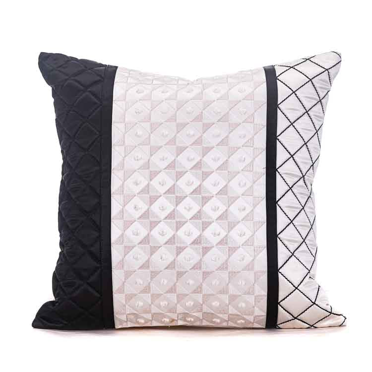 Modern Geometric 16x16 Satin Cushion Cover in Black and White