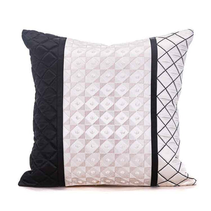 Modern Geometric 16x16 Satin Cushion Cover in Black and White